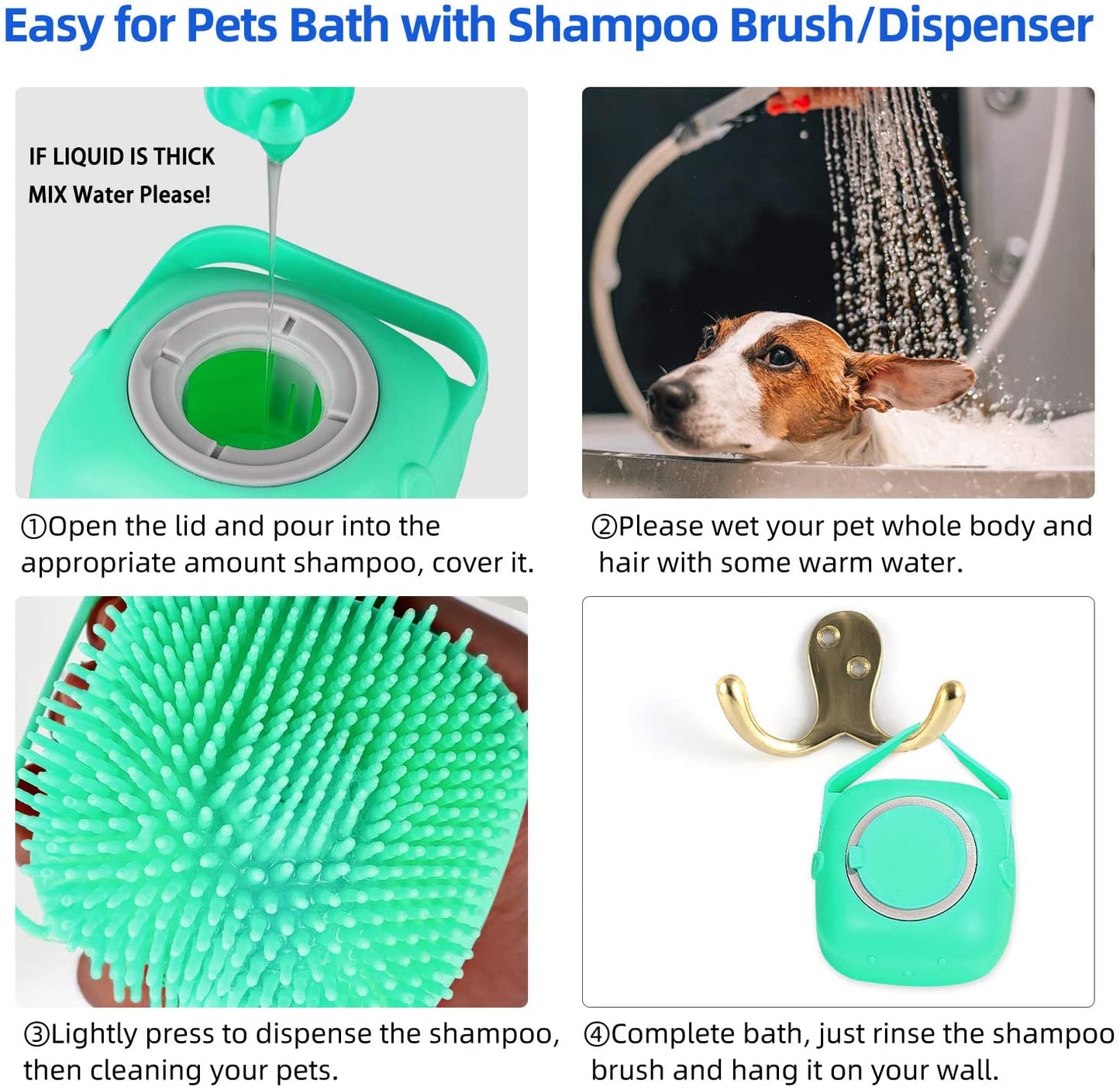 Pet Dog & Cat Shampoo Massager Brush – Soft Silicone Grooming & Bathing Comb