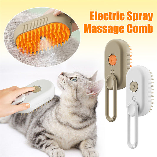 3-in-1 Cat & Dog Steam Brush – Electric Spray Hair Removal & Massage Grooming Comb