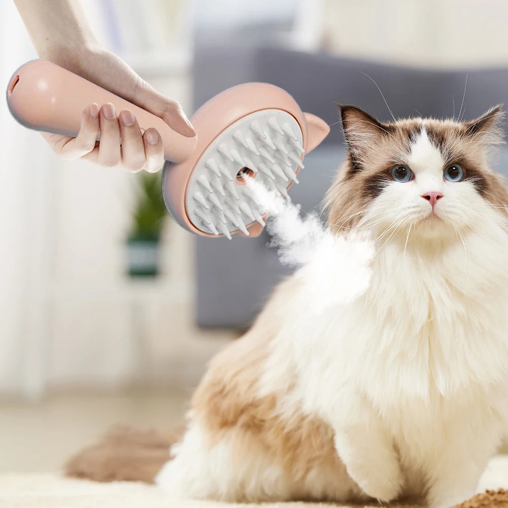 Hair Cleaning Brush with Mist – Multifunctional Rechargeable Self-Cleaning Cat & Dog Grooming Brush