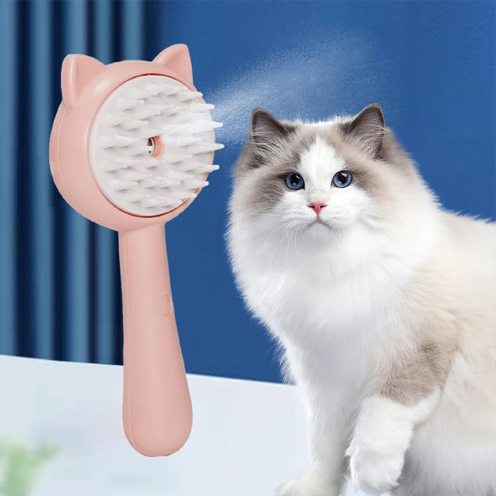 Hair Cleaning Brush with Mist – Multifunctional Rechargeable Self-Cleaning Cat & Dog Grooming Brush