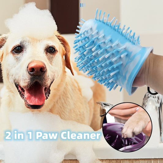 2-in-1 Dog Paw Cleaner Cup – Soft Pet Foot Washer & Brush | Portable Paw Cleaning Bucket