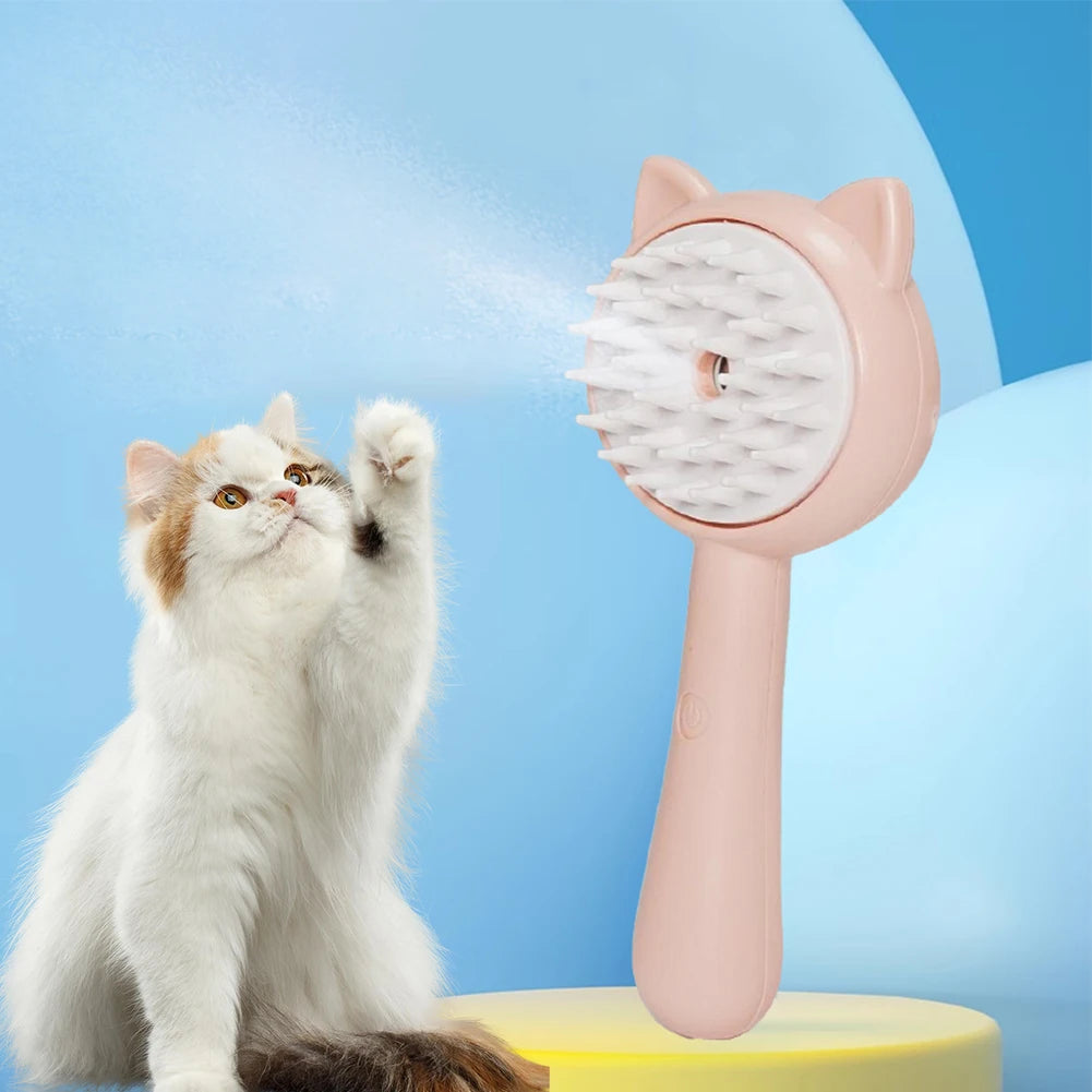 Hair Cleaning Brush with Mist – Multifunctional Rechargeable Self-Cleaning Cat & Dog Grooming Brush