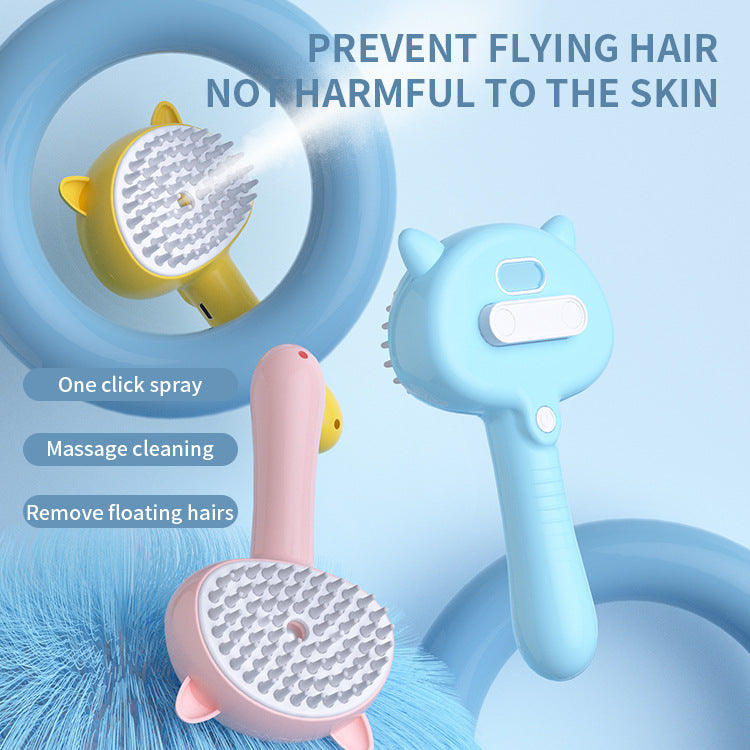 Hair Cleaning Brush with Mist – Multifunctional Rechargeable Self-Cleaning Cat & Dog Grooming Brush